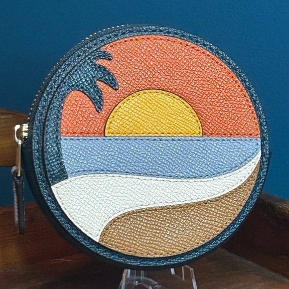 Coach Beach Postcard Circle Coin Purse C4220 - Picture 5 of 14